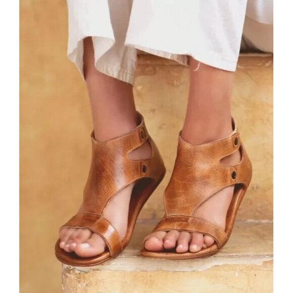 NEW BED STU TAN RUSTIC SOTO LEATHER SANDALS SIZE 7 New In Box Boho Casual - Picture 3 of 8